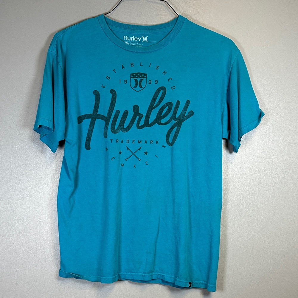 Hurley Men's Teal Graphic Tee Size Medium